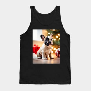 French Bulldog Puppy by Christmas Tree Tank Top